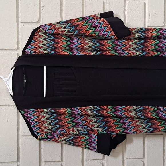 Blu Sage Black W/Built-In Multicolor Open Jacket Midi Dress. Size 18W NWOT - Picture 2 of 8